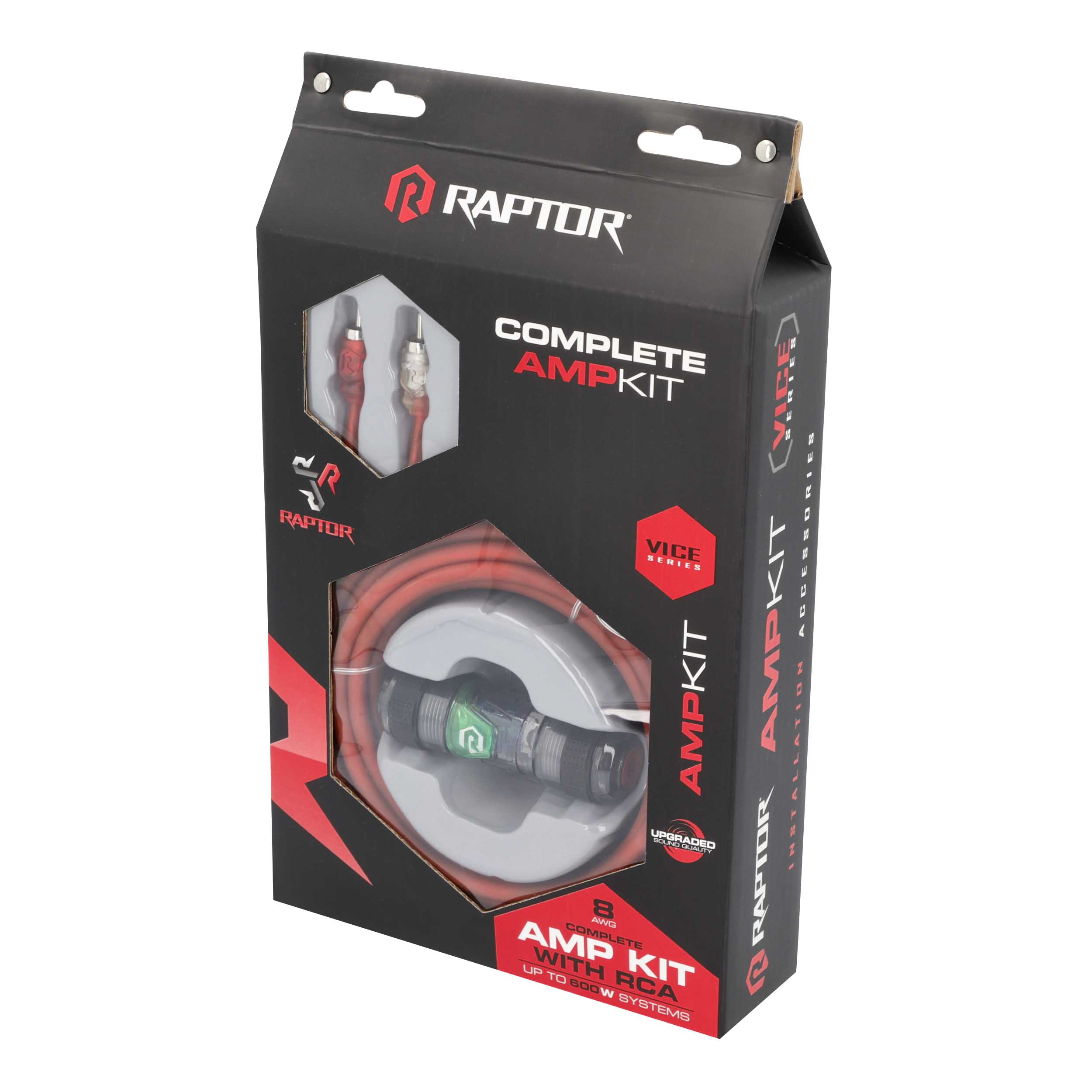 RAPTOR CCA 600W 8 AWG Amp Kit with RCA Cable - Vice Series