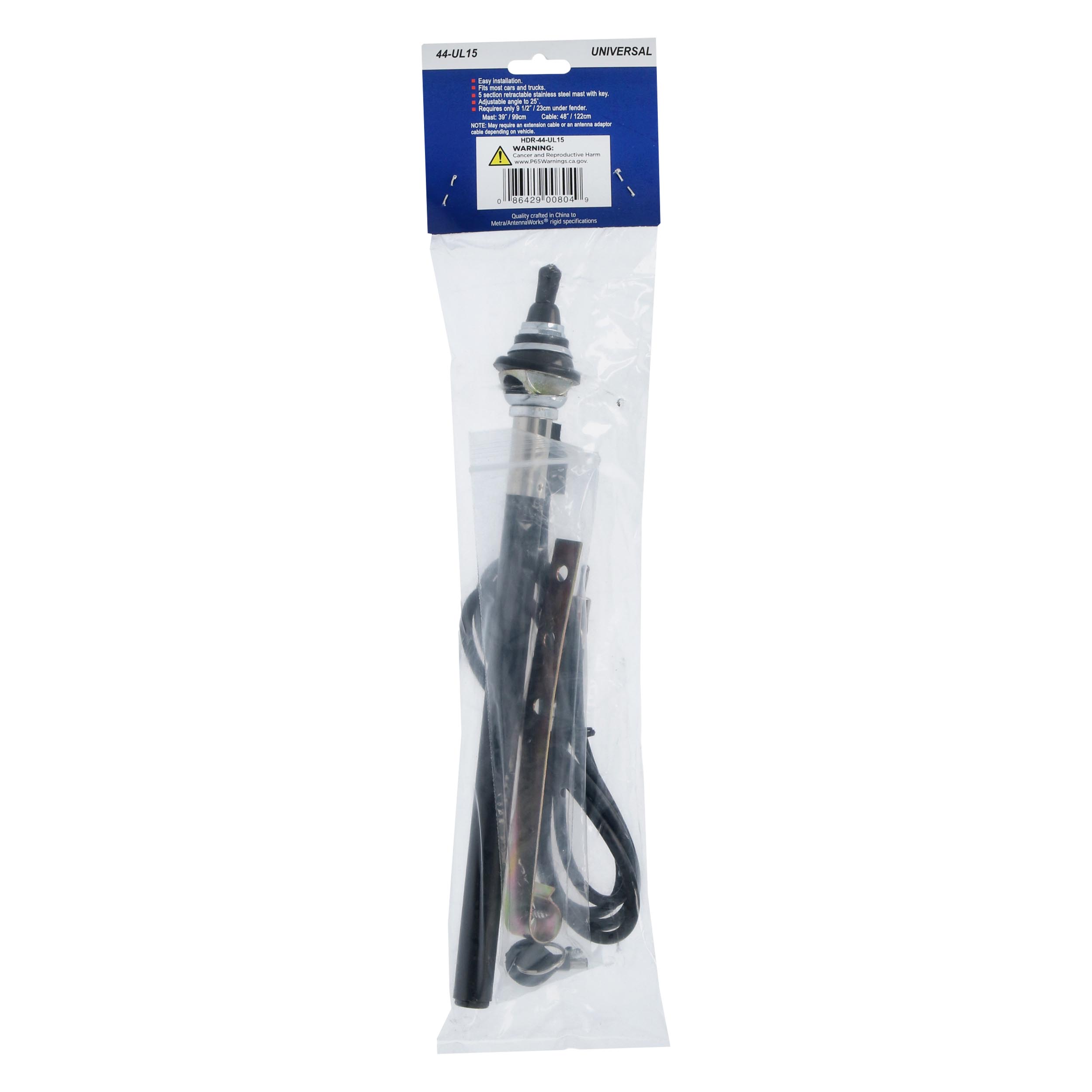 Retractable Antenna - Locking Top Mount with Key - 3/4 Inch