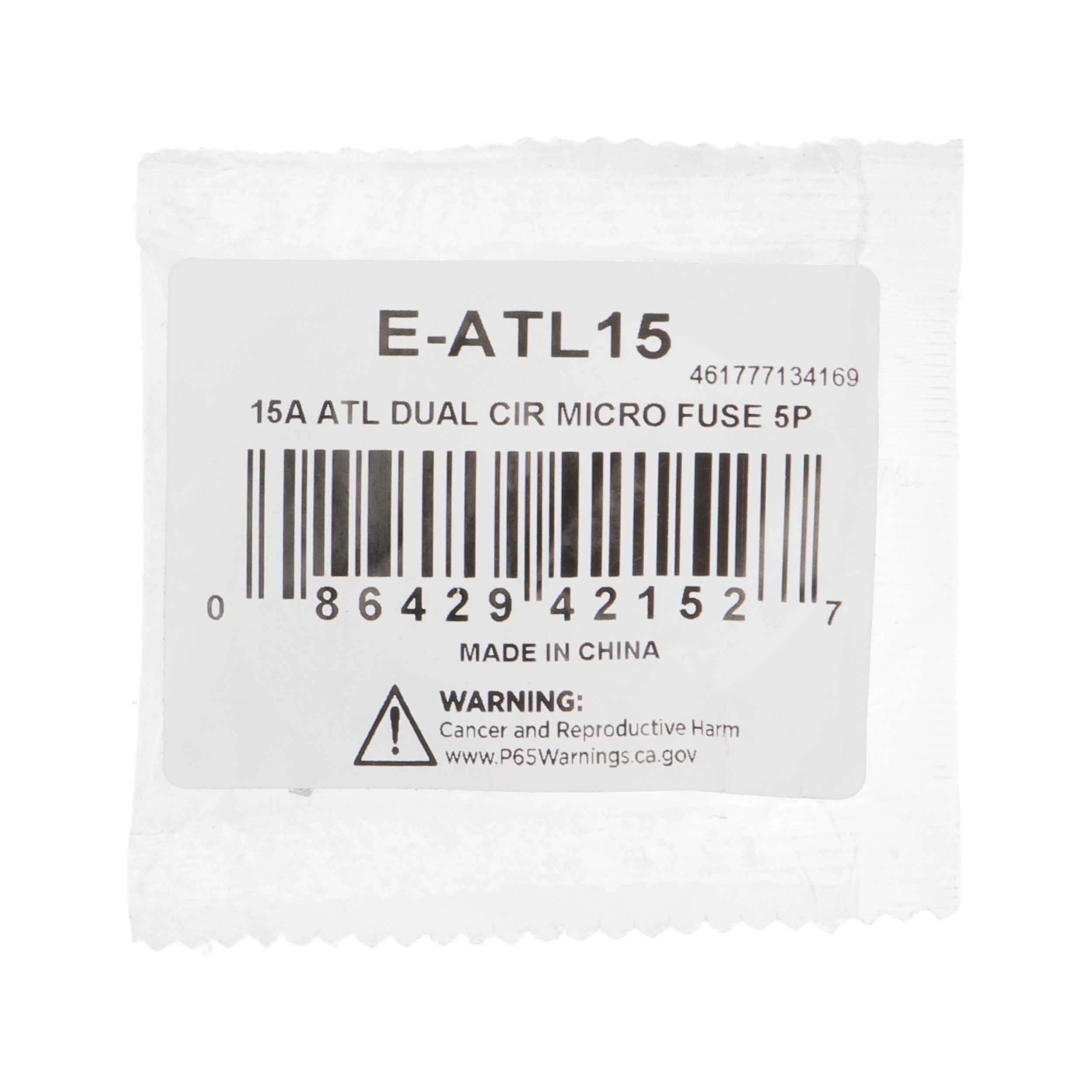 15 AMP ATL DUAL CIRCUIT MICRO FUSES - 5 PACK