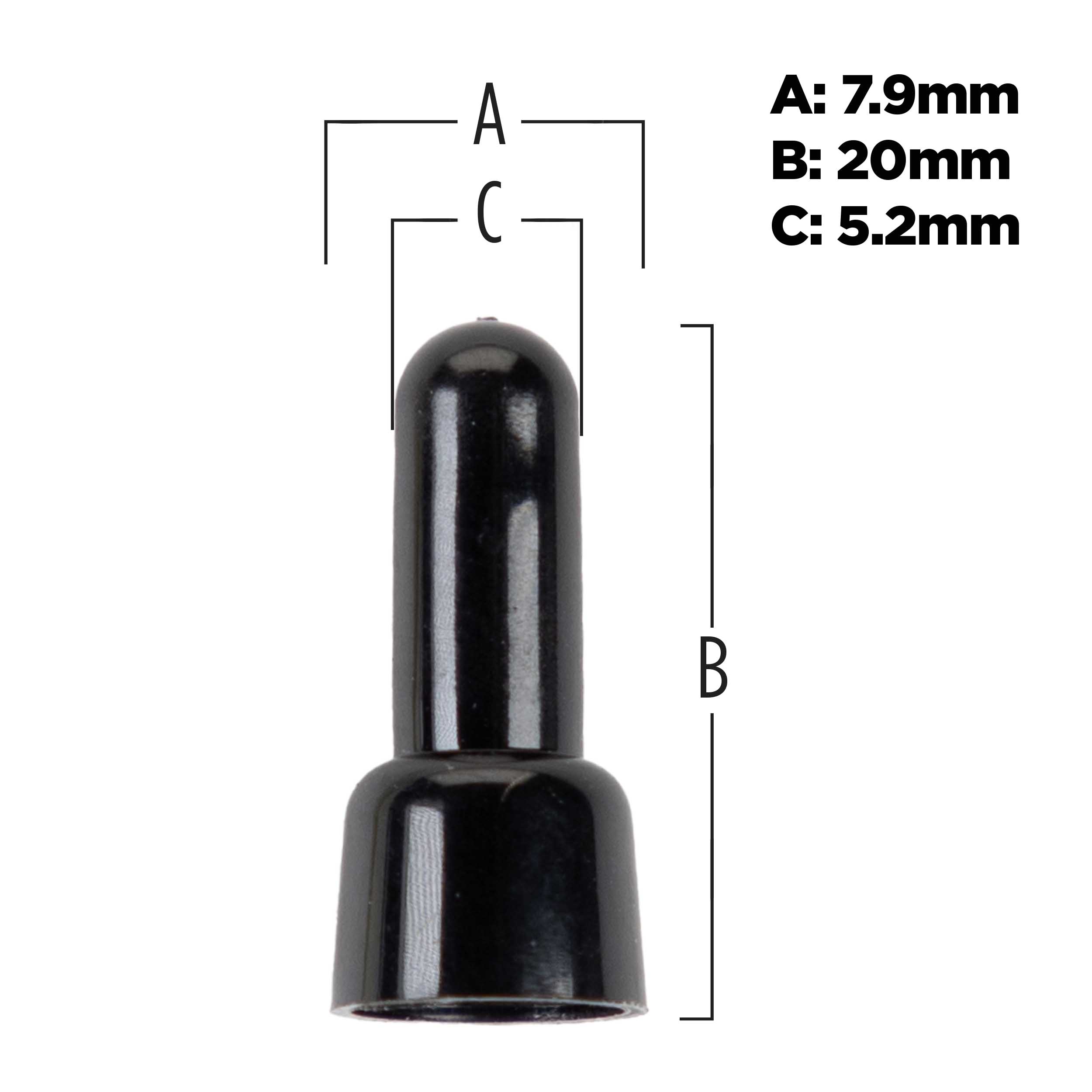 Crimp Cap Long Neck Black Nylon 16-14 Gauge - Package of 100