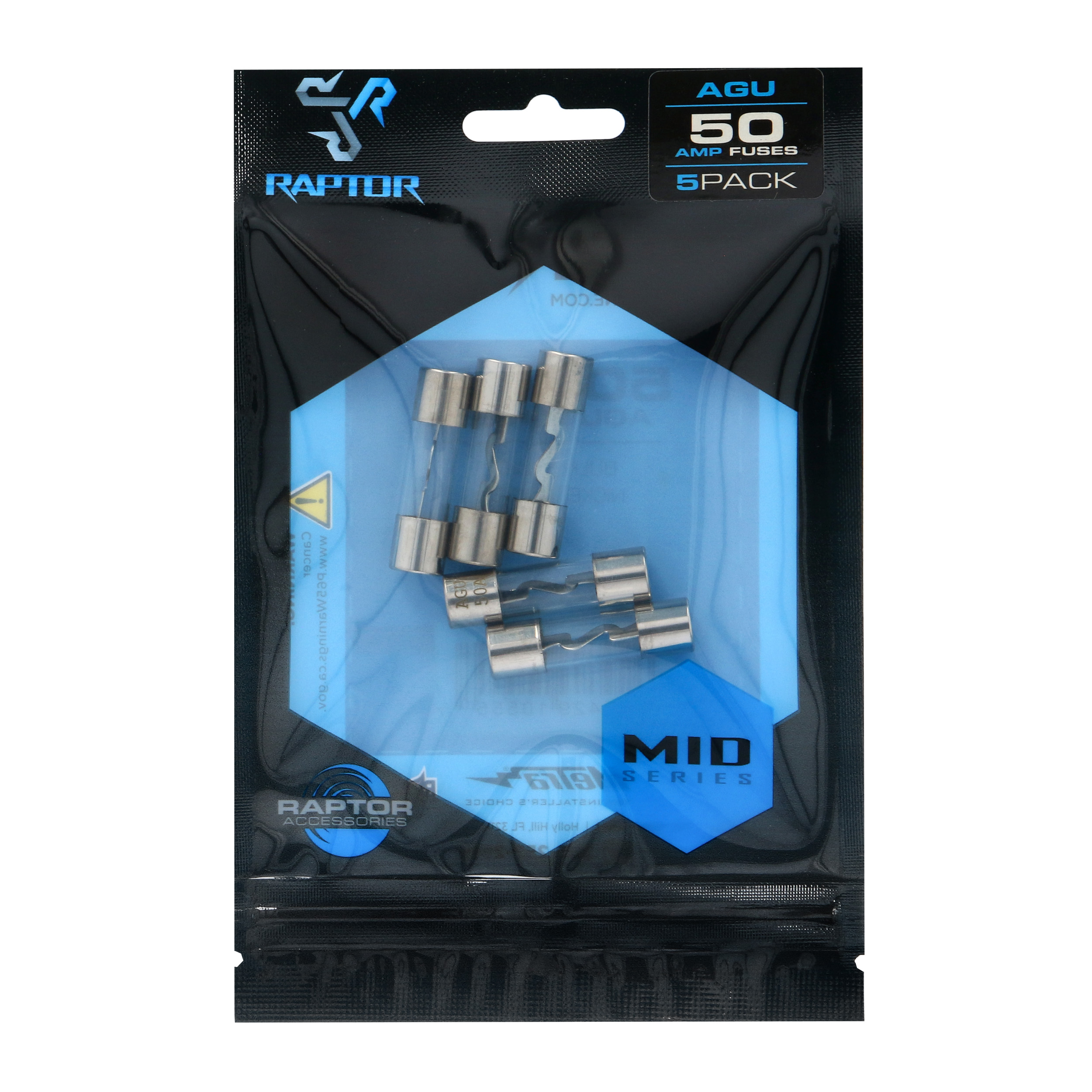 50 AMP AGU Fuses Nickel Plated - MID SERIES - 5 PK