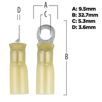 Heat Shrink Yellow Ring Terminal 12-10 Gauge #10