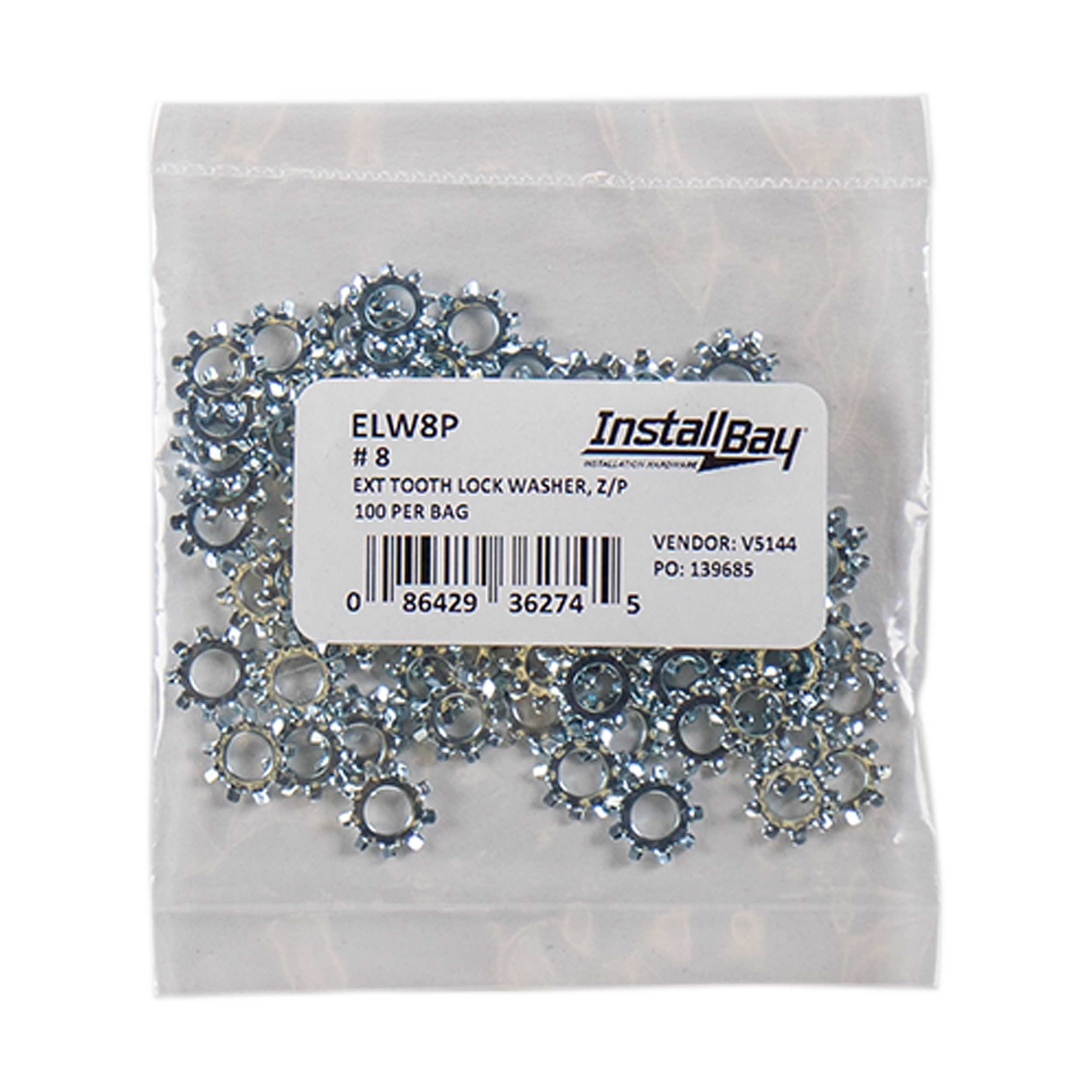 Plain Lock Washer #8 External - Package of 100